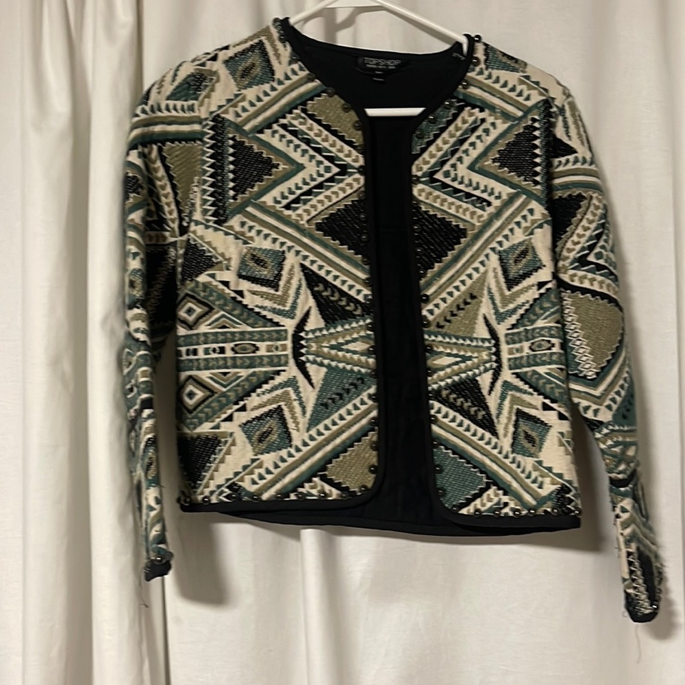 Topshop 100% linen embroidered jacket - designer Topshop